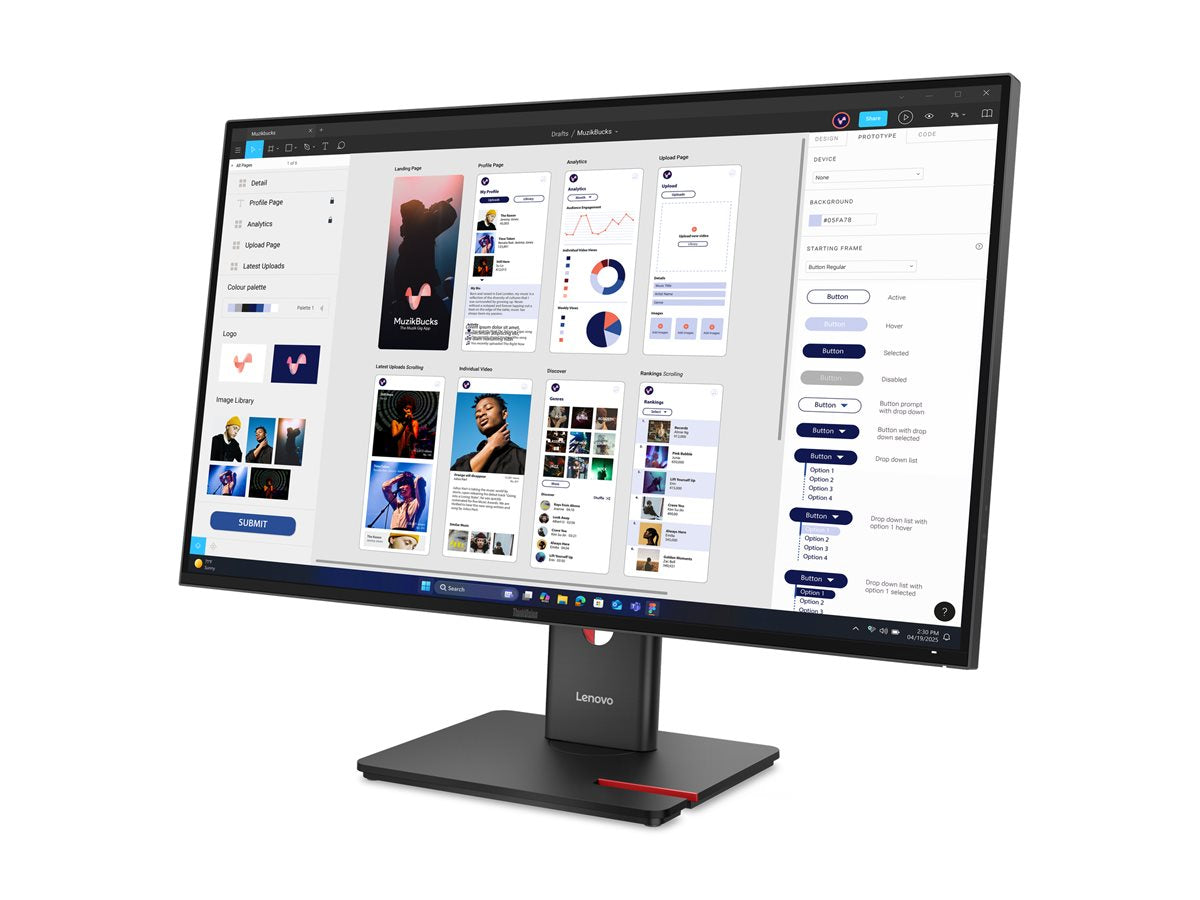 LENOVO ThinkVision T32UD-40 LED Écran 32p 31.5p 3840x2160 4K 75Hz IPS 350cd/m2 1500:1 4ms HDMI DisplayPort USB-C Dock 96W 3y
