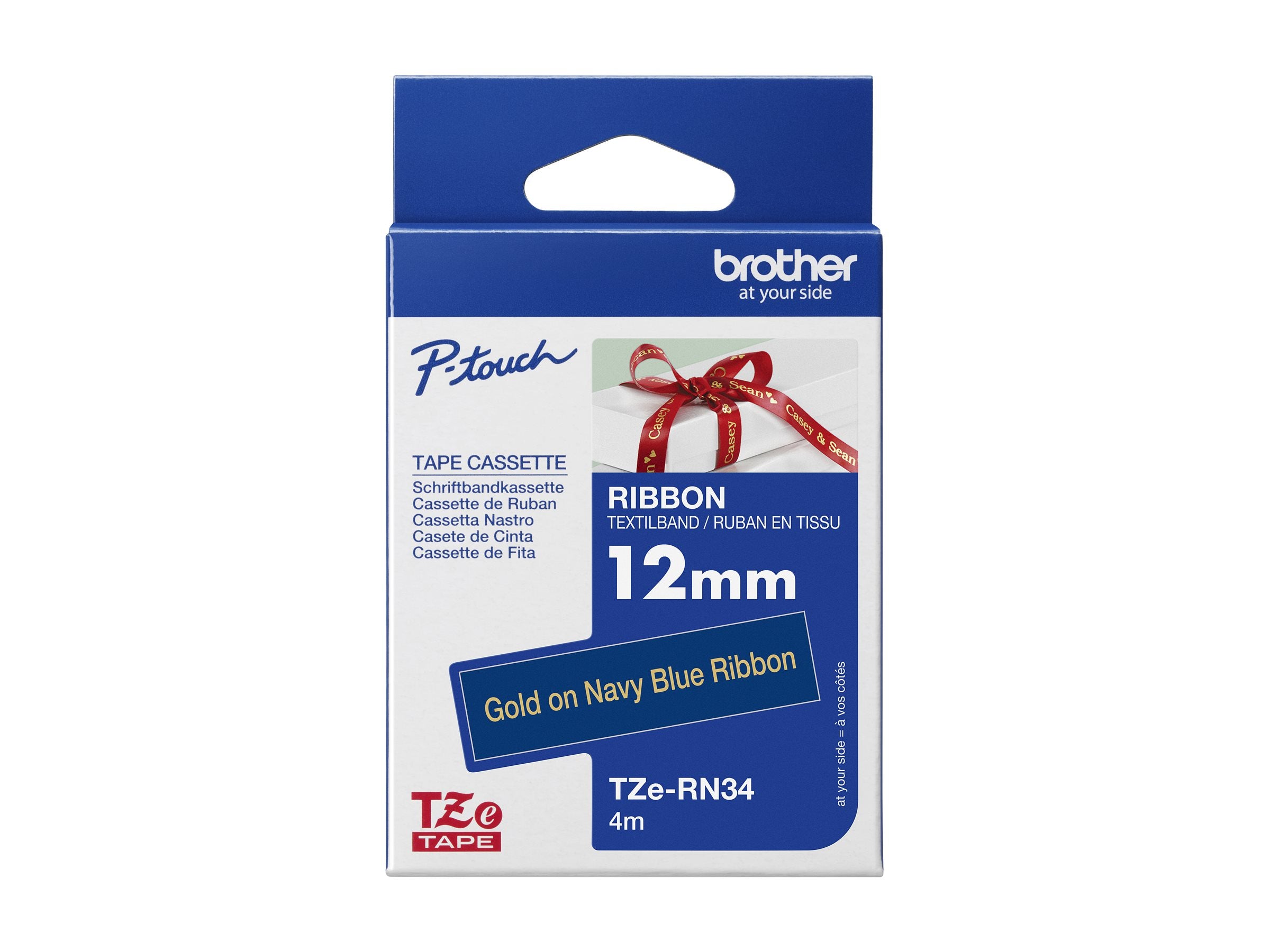 BROTHER Ruban tissus Or sur Bleu Nuit 12mm (4m)