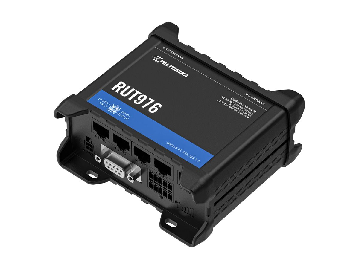 TELTONIKA NETWORKS RUT976 DUAL SIM eSIM Redcap 5G/4G/LTE RS232 RS485 I/O WiFi GNSS Router