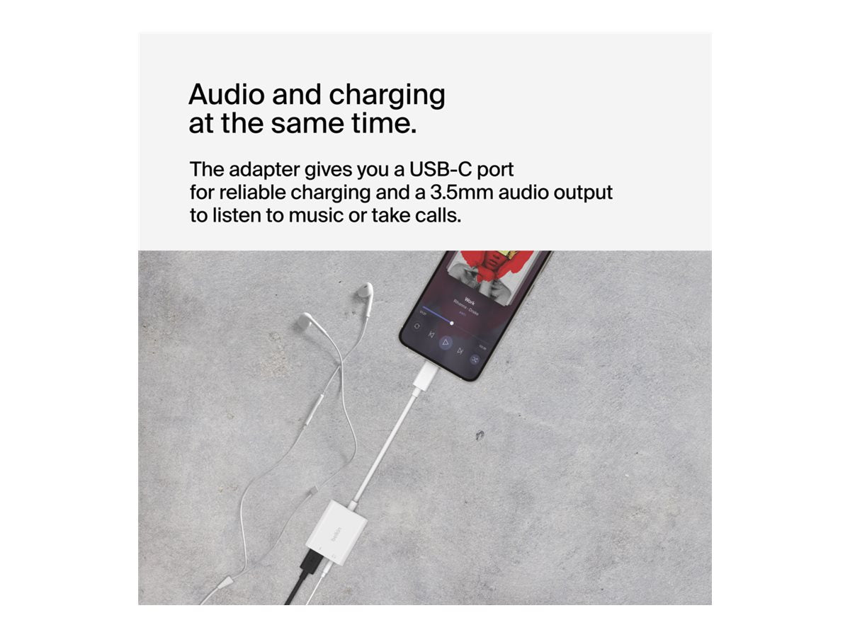 BELKIN Rockstar 3.5mm Audio + USB-C Charge Adapter