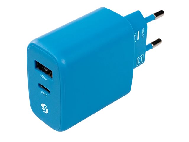 SHELLY GaN Charger 65W Blue EU USB-C + USB-A Power Delivery Charger // SCHG65XEUX