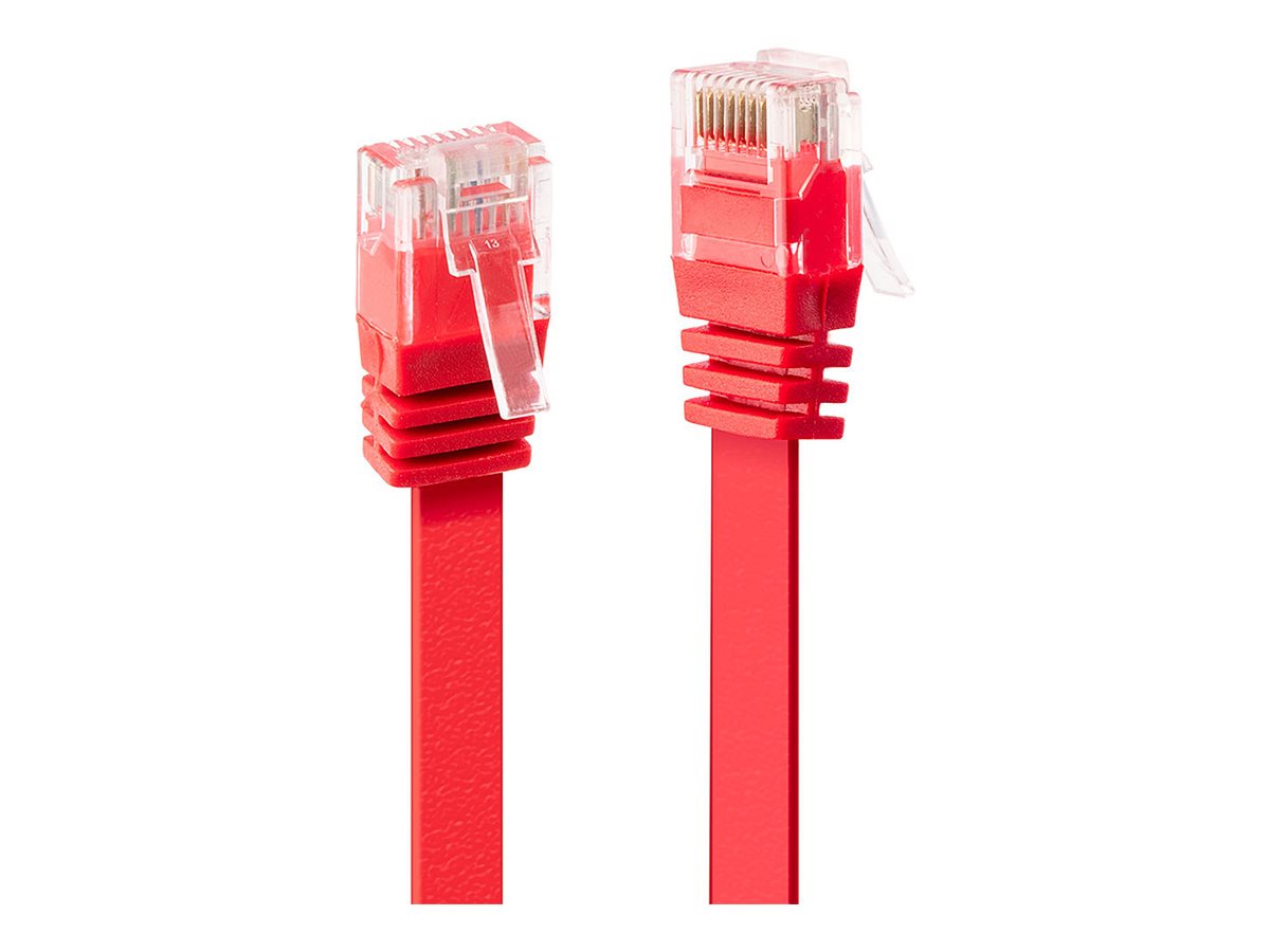 LINDY Cat.6 U/UTP Flat Patch Cable Red 0.3m Without Shielding