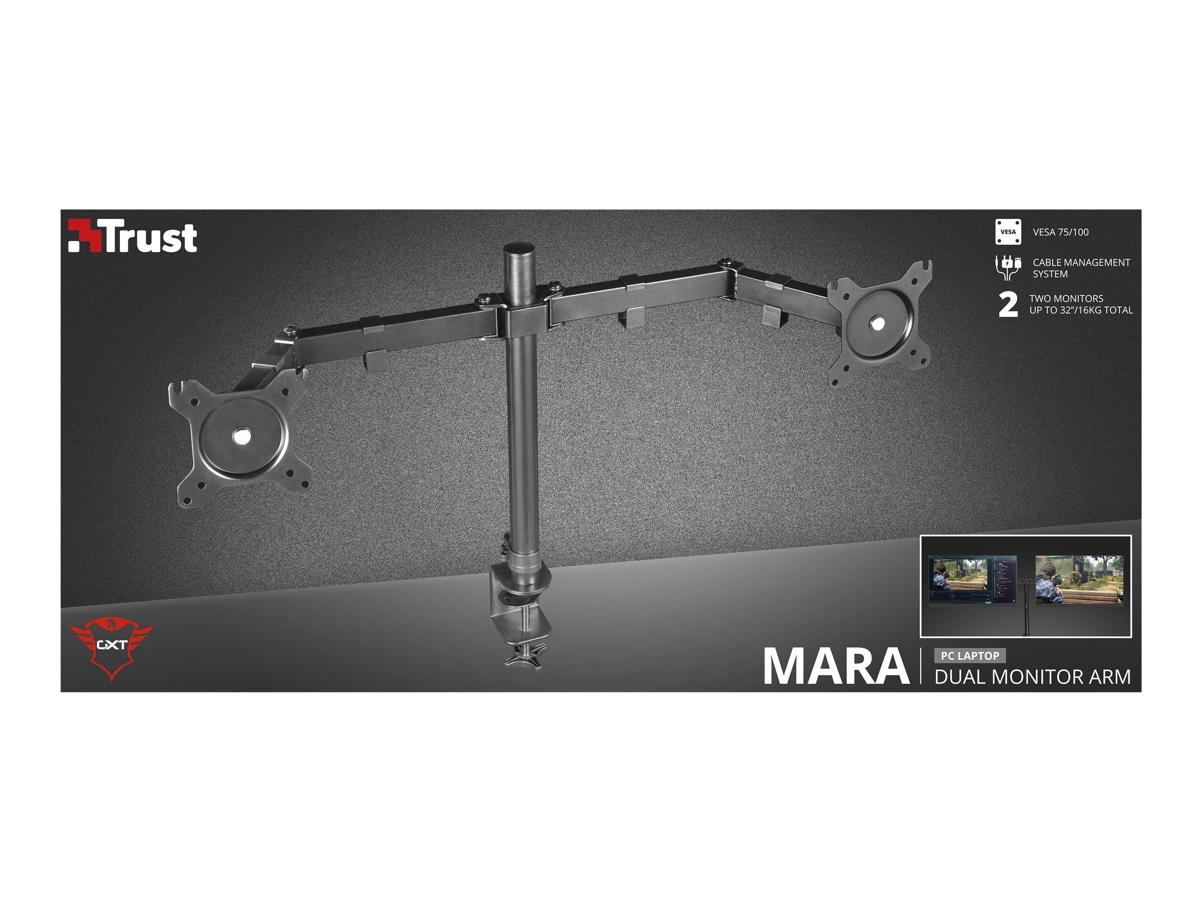 TRUST Support articulé MARA pour 2 écrans - GXT1120