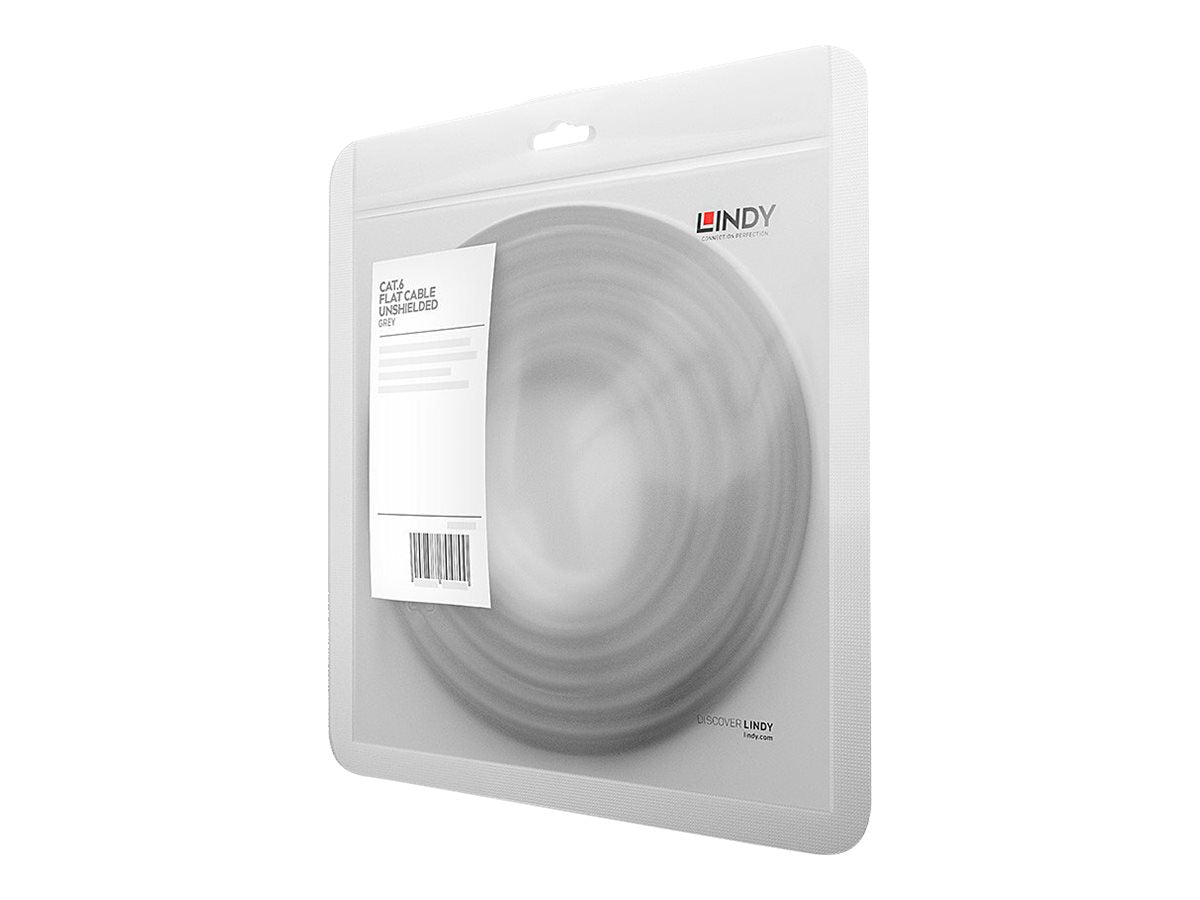 LINDY Cat.6 Flat Patch Cable Grey 0.3m Without Shielding