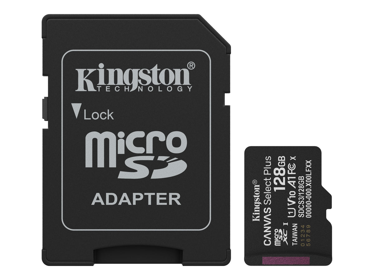 KINGSTON Canvas Select Plus Carte mémoire microSDXC 128Go Gen3 150MB/s A1 Adaptateur SD Inclus
