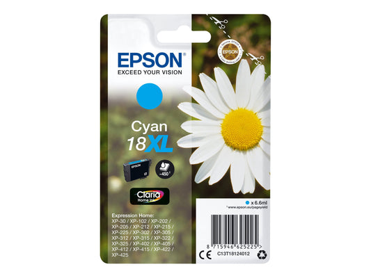 EPSON 1LB 18XL ink cartridge cyan high capacity 6.6ml 450 pages 1-pack RF-AM blister w/s