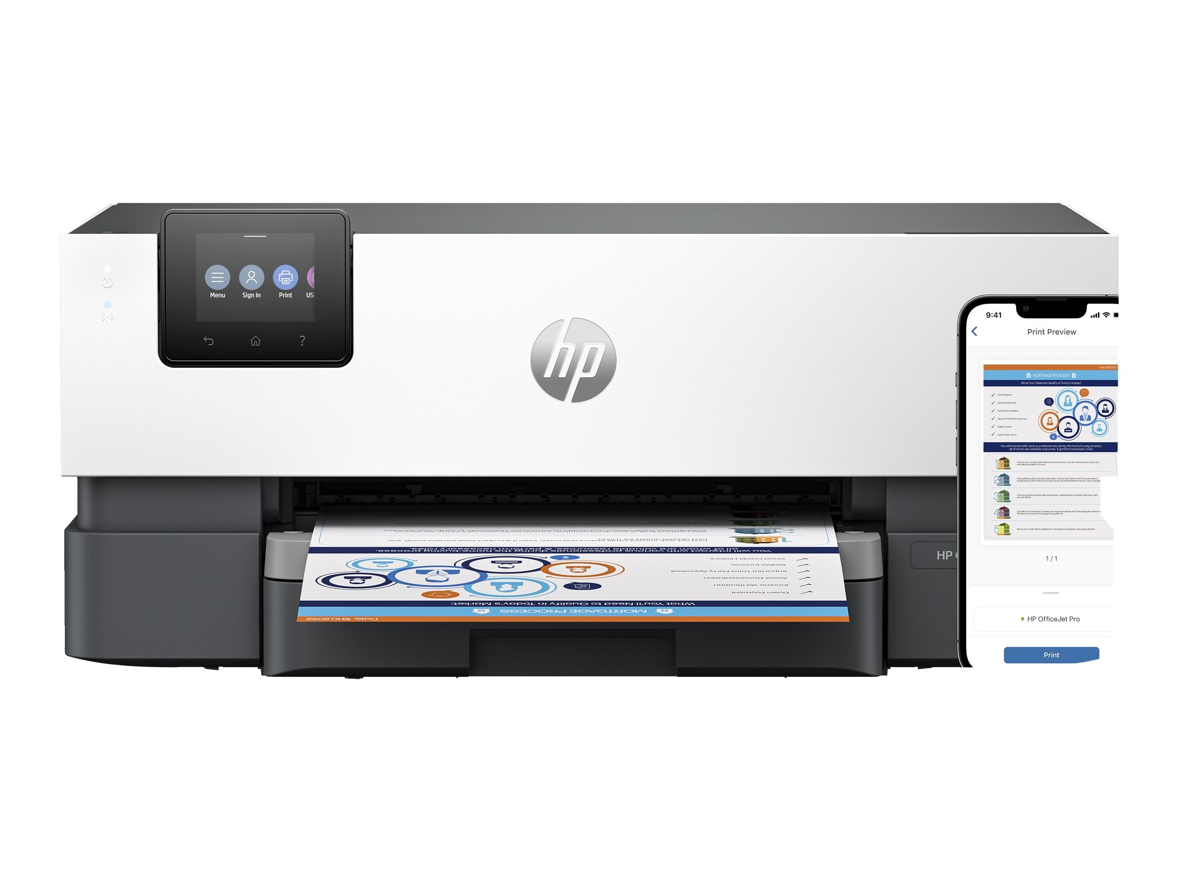 HP Officejet Pro 9110b Printer colour Duplex inkjet A4 1200x1200dpi 22ppm mono 18ppm colour 250sheets USB LAN Wi-Fi Bluetooth 5.0 LE