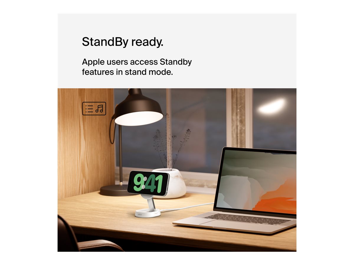 BELKIN PRO Convertible Qi2 15w Magnetic Charging Stand w/o PSU White