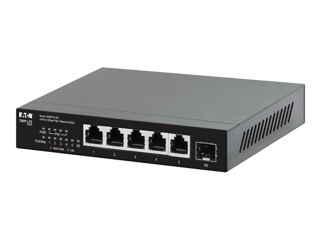 EATON 5-Port 2.5Gbps Desktop Gigabit Ethernet Unmanaged Switch with PoE+ Pass-Through 70W Metal Enclosure TAA