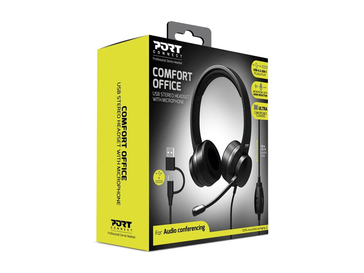 PORT DESIGNS Headset Comfort Office USB + Mic
