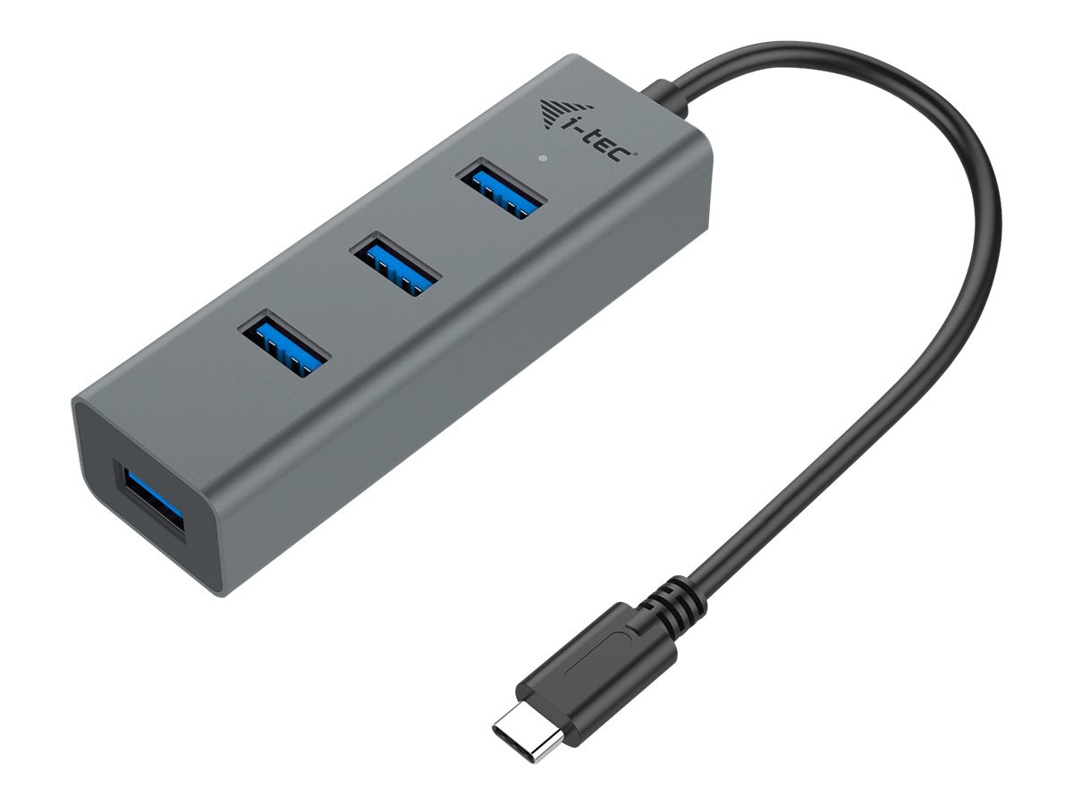 I-TEC USB C Metal HUB 4 Port without power adapter ideal for Notebook Tablet PC supports Win Mac OS compatible with Thunderbolt 3