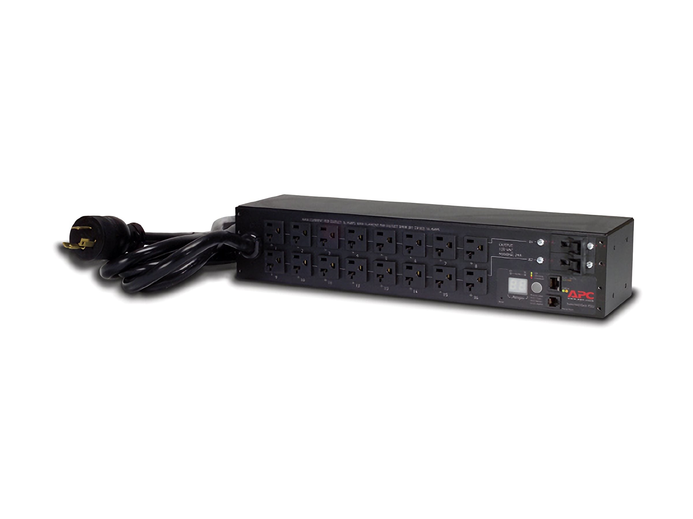 APC Switched Rack PDU AP7902B Rack AC 100/120V 2880VA input NEMA L5-30P output connectors 16 NEMA 5-20R 2U 3m cord Black