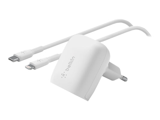 BELKIN Chargeur secteur USB-C PD 20W + cable 1m PVC C-LTG blanc