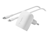 BELKIN Chargeur secteur USB-C PD 20W + cable 1m PVC C-LTG blanc