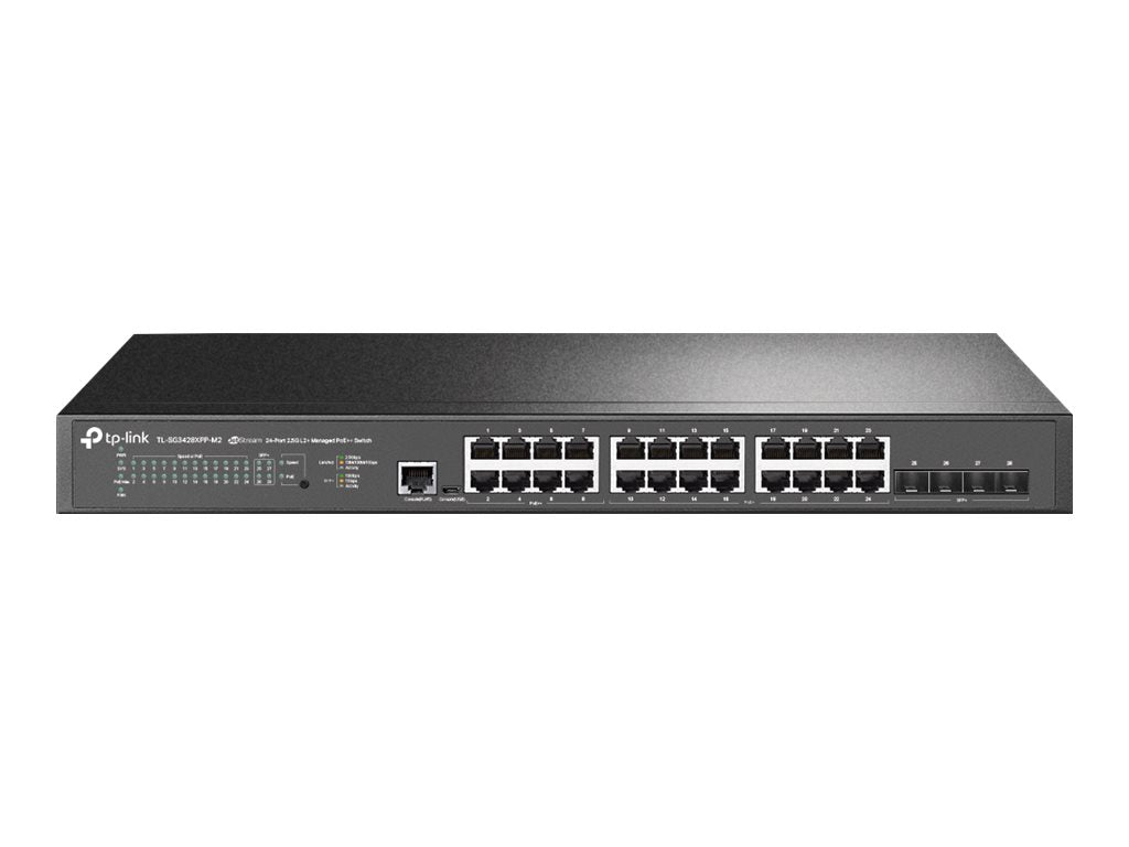 TP-LINK JetStream 24Port 2.5GBASE-T and 4-Port 10GE SFP+ L2+ Managed Switch with 16-Port PoE+ and 8-Port