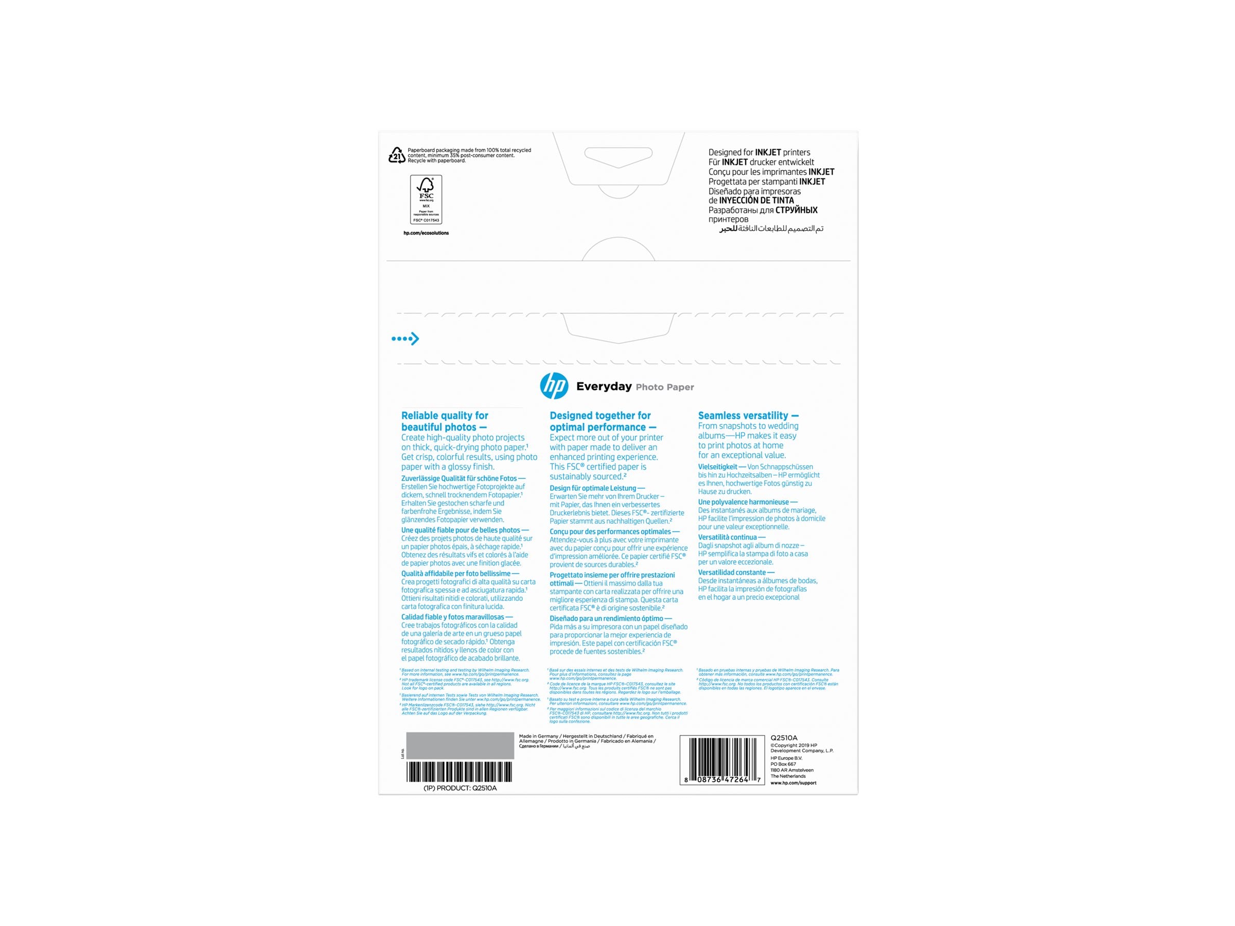 HP original Q2510A Semi-glossy photo paper Ink cartridge 200g/m2 A4 100 sheets 1-pack