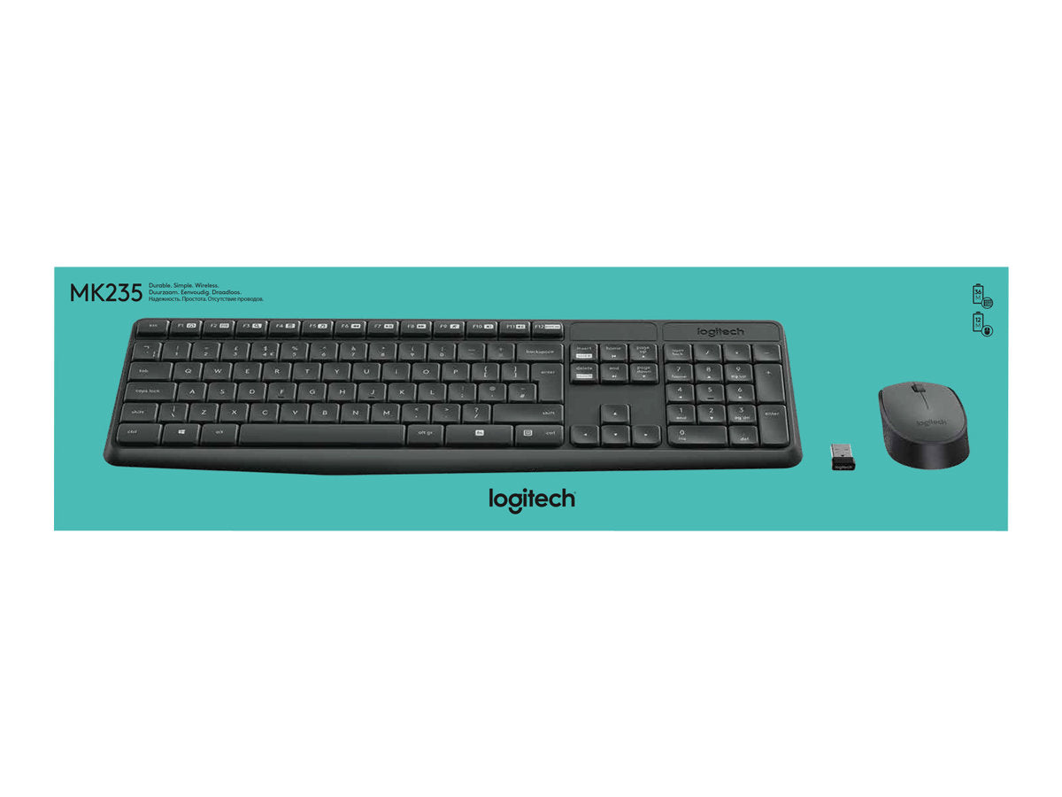 LOGITECH MK235 Wireless Keyboard&Mouse GREY Clavier QWERTY (US)