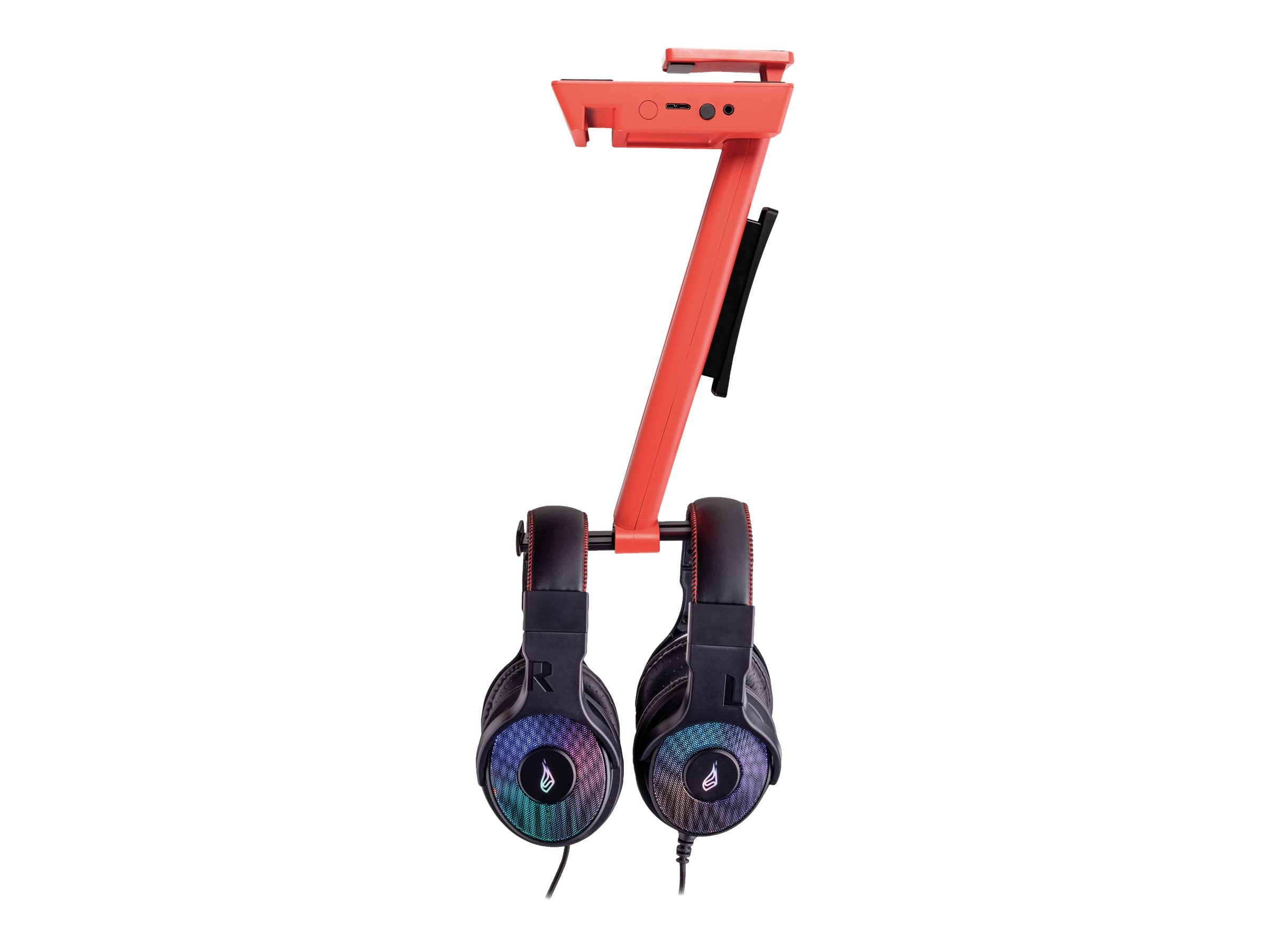 VERBATIM SUREFIRE VINSON N2 DUAL BALANCE GAMING RGB MULTI-FUNCTION HEADSET STAND RED WCF (P)