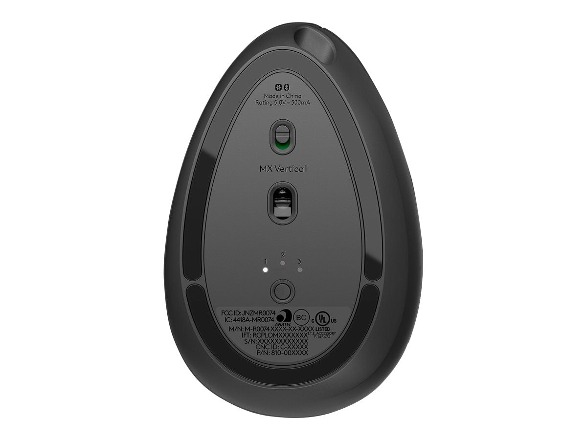 LOGITECH MX Vertical Vertical mouse ergonomic optical 6 buttons wireless wired Bluetooth 2.4 GHz USB wireless receiver graphite
