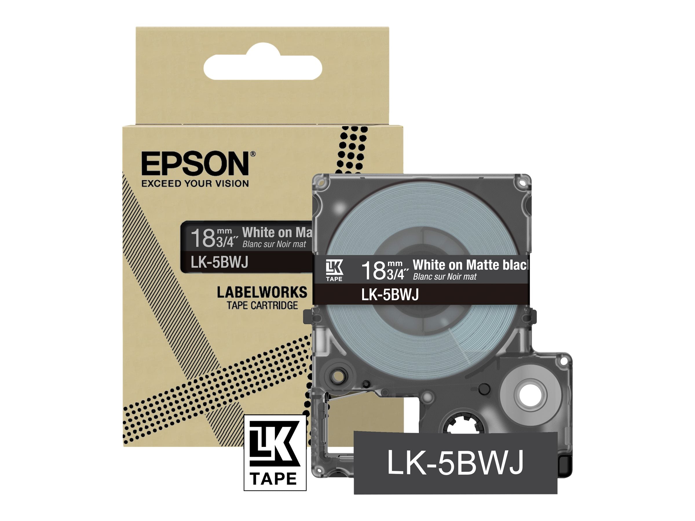 EPSON Matte Tape Black/White 18mm 8m LK-5BWJ