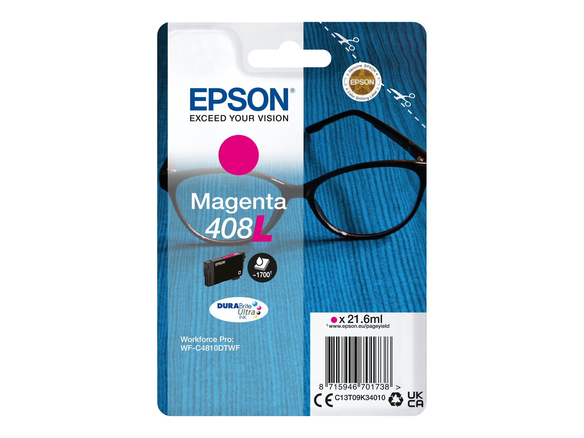 EPSON 2LB Singlepack Magenta 408L DURABrite Ultra Ink