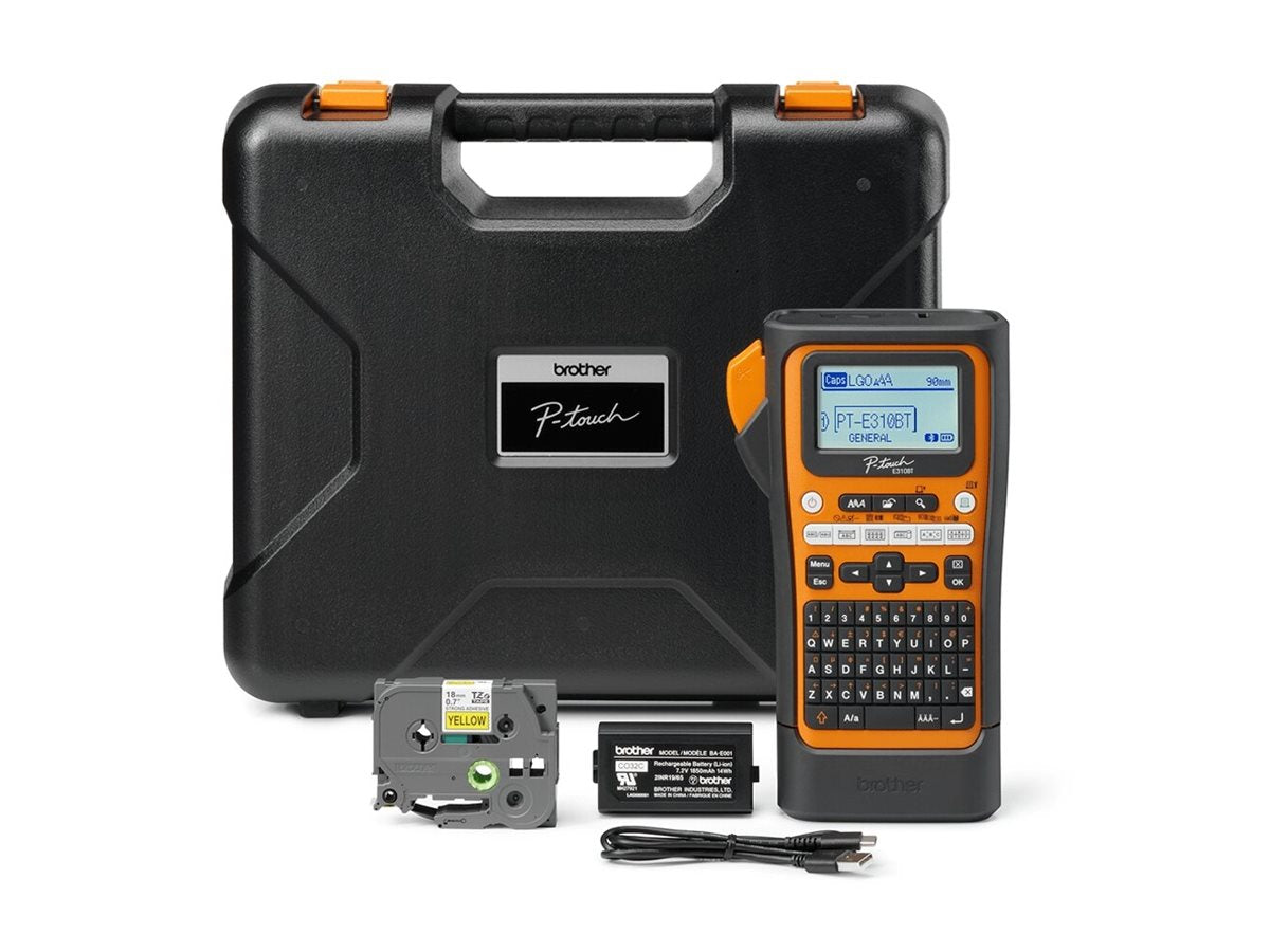 BROTHER Bluetooth connectable electrician labeling machine 18mm ribbon max QWERTY keyboard delivered with case