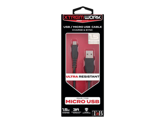 TNB XTREMWORK 1.5m USB/Micro USB Cable Black/Grey
