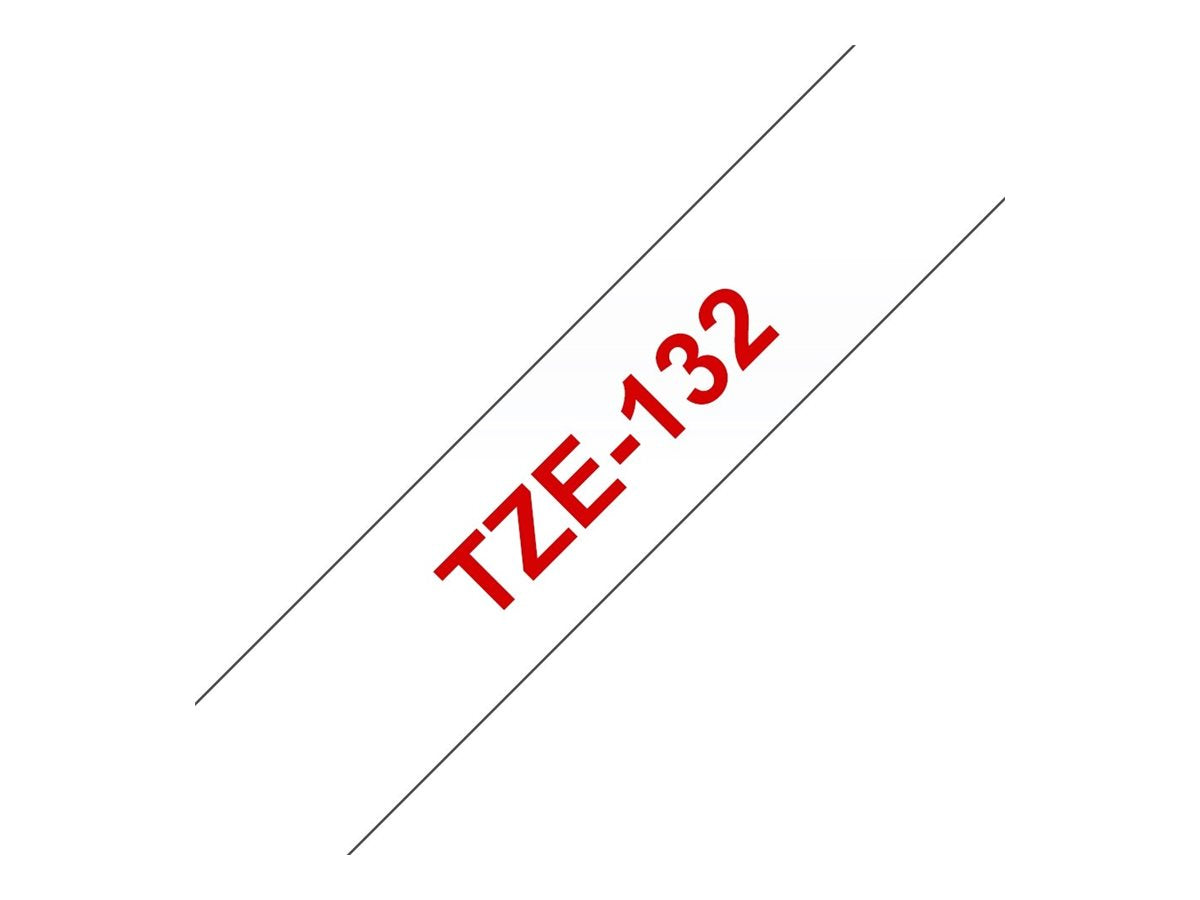 BROTHER P-TOUCH TZE-132 rouge sur clear 12mm