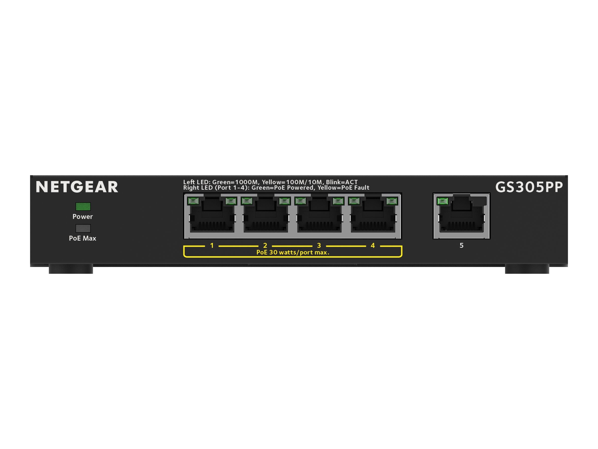 5PT POE/POE+GIGE UNMANAGED SWITCH GS30