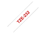 BROTHER P-TOUCH TZE-232 rouge sur blanc 12mm