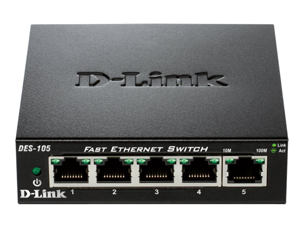D-LINK 5-port 10/100Mbps Fast Ethernet Unmanaged Switch - Metal Housing