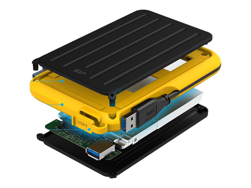 SILICON POWER External HDD Armor A66 2.5p 2To USB 3.2 IPX4 Yellow