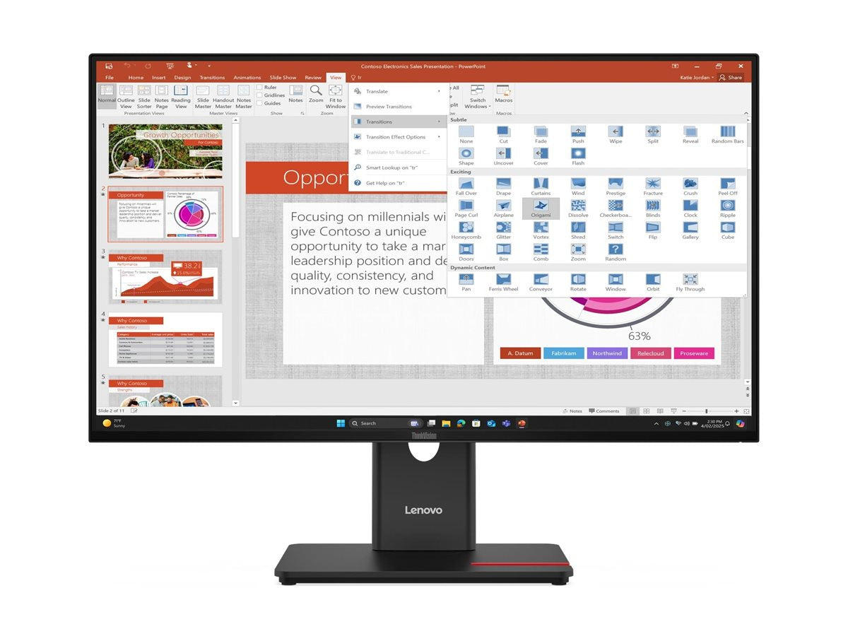 LENOVO ThinkVision T27-40 LED Écran 27p 1920x1080 Full HD (1080p) 120Hz IPS 300cd/m2 1500:1 4ms HDMI VGA DisplayPort 3y