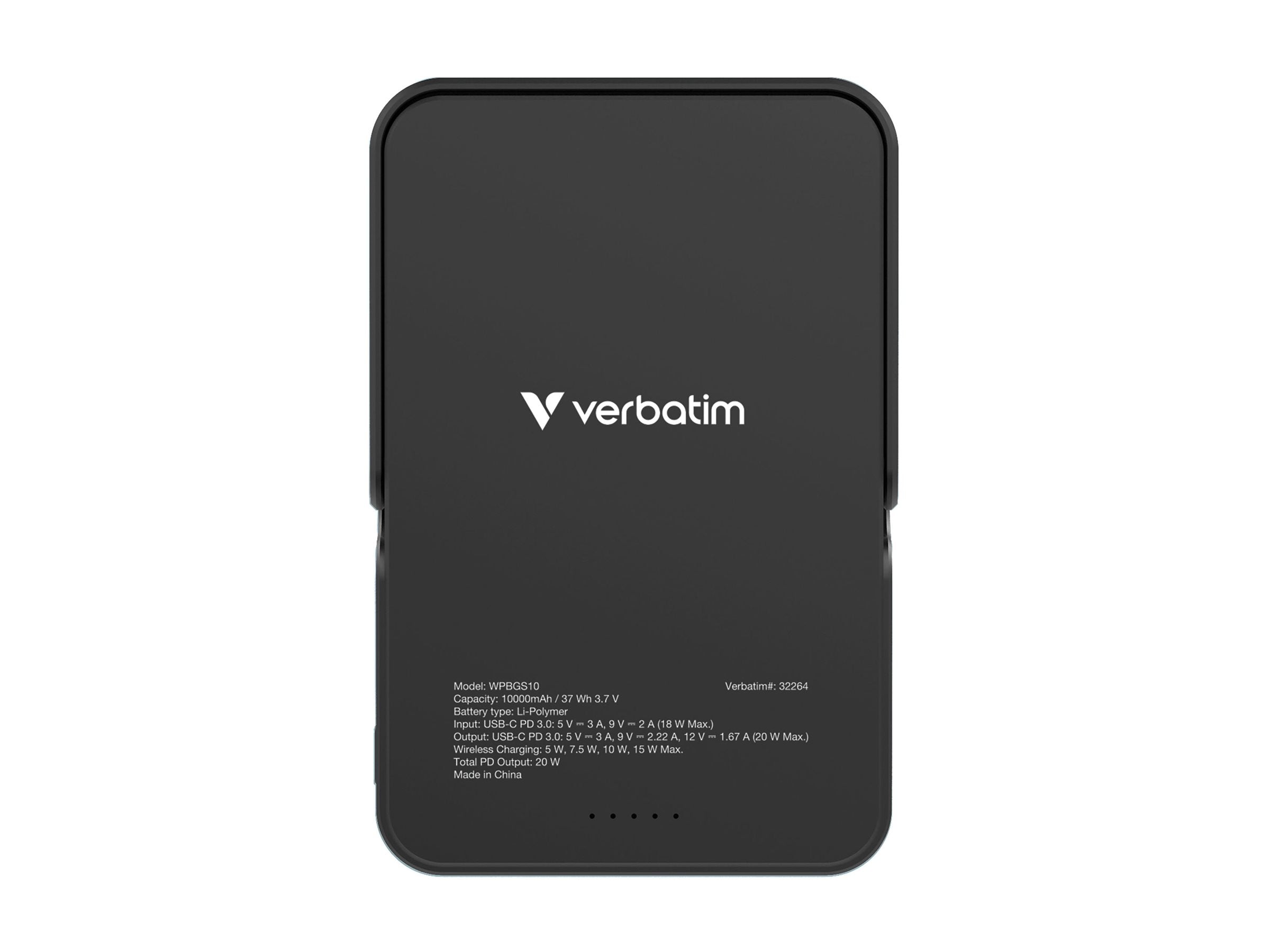 VERBATIM CHARGE N GO POWER BANK WITH STAND MAGNETIC WIRELESS 10000MAH - BLACK WCF (P)