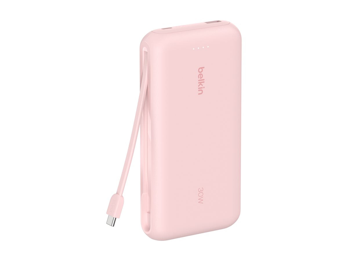 BELKIN 20k PD30w Integrated USB-C Cable Power Bank Pink