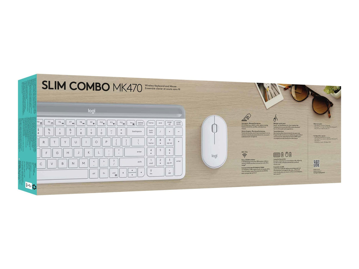 LOGITECH Slim Wireless Keyboard and Mouse Combo MK470 OFFWHITE (FR)