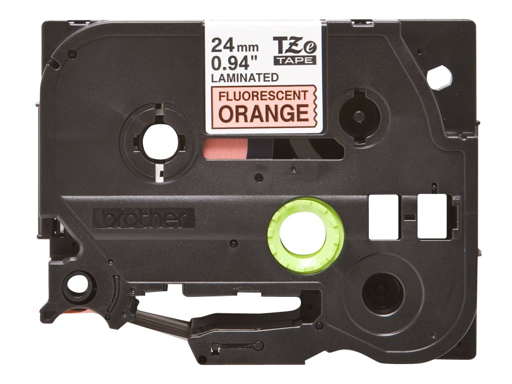 BROTHER P-TOUCH TZE-B51 noir sur neon orange 24mm