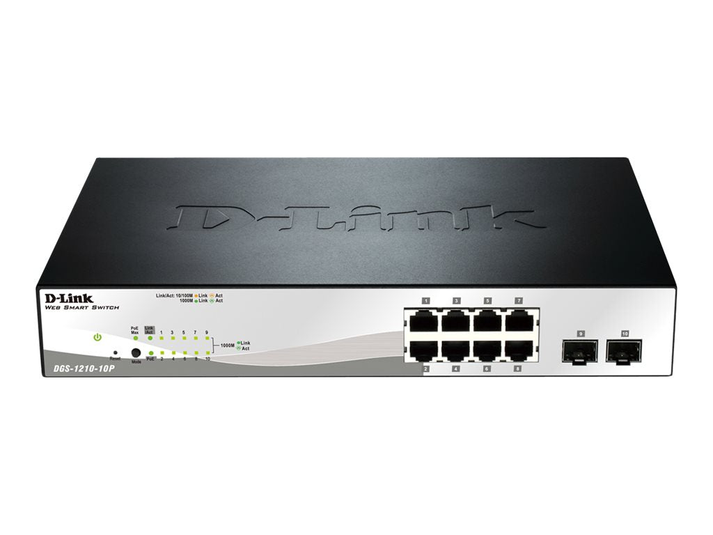D-LINK 10-Port Layer2 PoE Smart Managed Gigabit Switch dlink green 3.0 8x 10/100/1000Mbit/s TP RJ-45 PoE Port 802.3af/at
