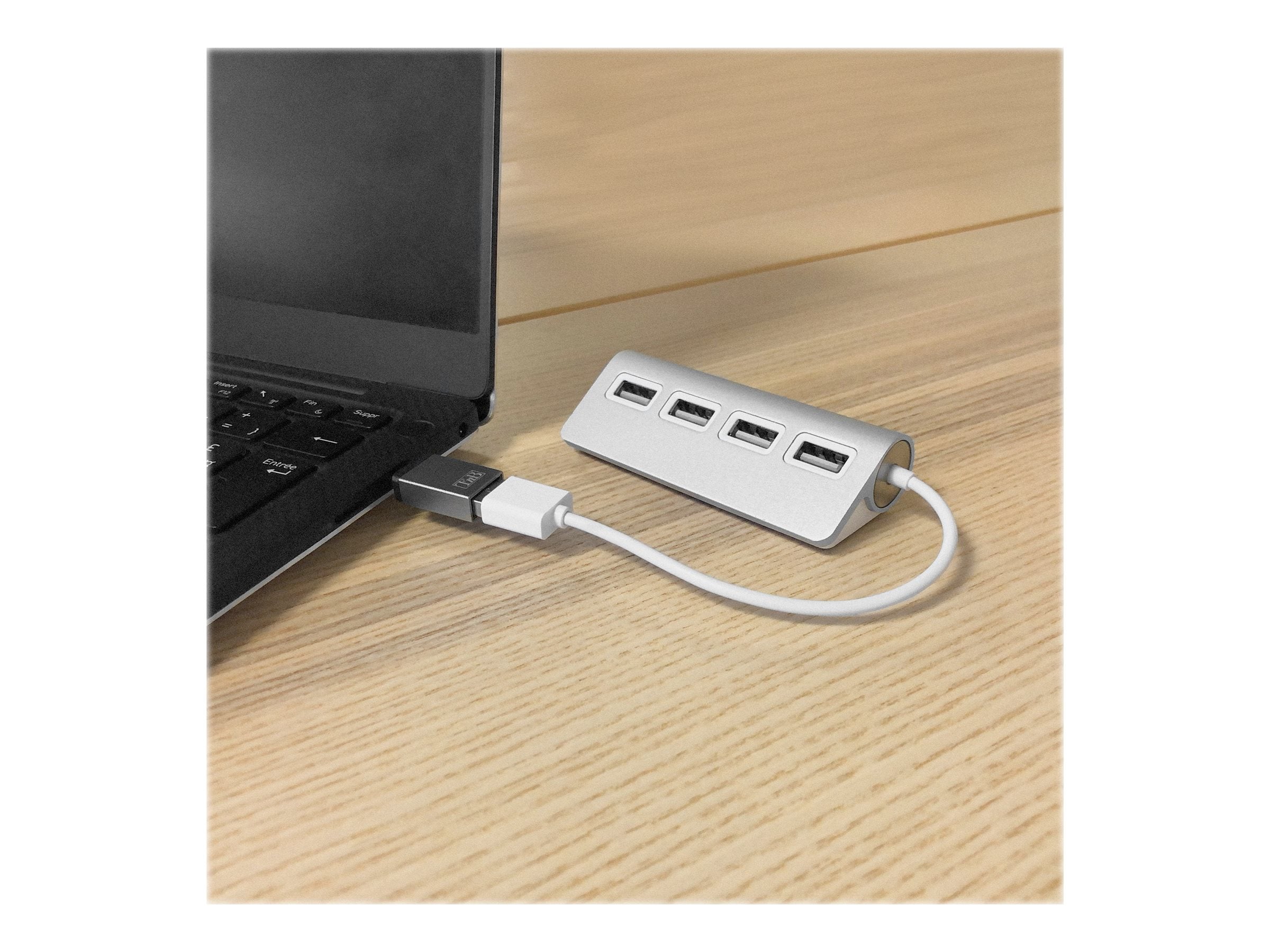 TNB Hub 4 Ports USB 2.0 Selfpowered Compatible Pc/Mac Aluminium Finish