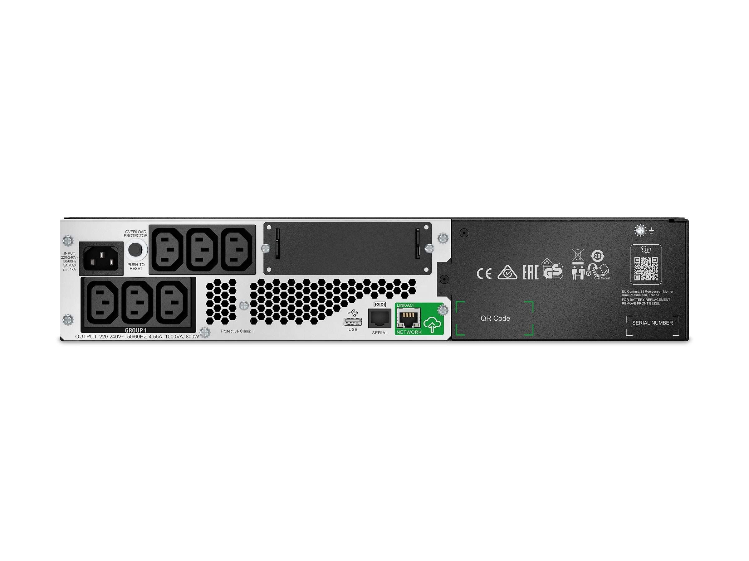 APC Smart-UPS Li-Ion 1000VA Short Depth with SmartConnect UPS Rack AC 230V 800Watt 1000VA 1-phase RS-232 USB oc 6 2U Black