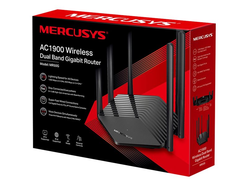 TP-LINK MERCUSYS MR50G AC1900 DualBand WiFi router 6x Fixed External Antennas 2x GE LAN 1xGE WAN