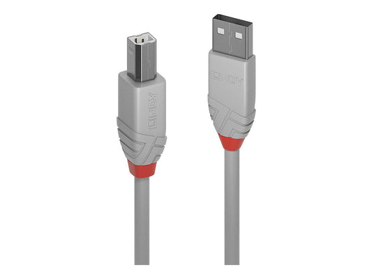 LINDY 1m USB 2.0 Type A to B Cable Anthra Line USB Type A Male to B Male cool grey