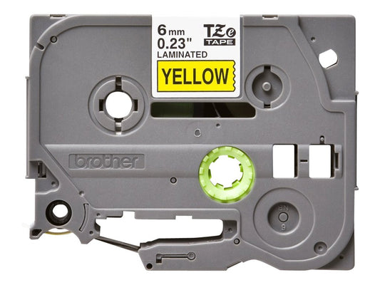 BROTHER P-TOUCH TZE-611 noir sur jaune  6mm