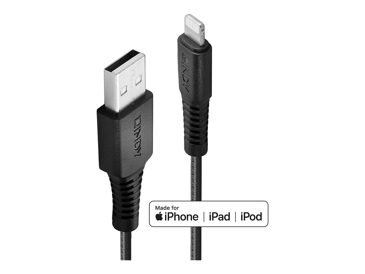 LINDY 1m Reinforced USB Type A to Lightning Charging Cable