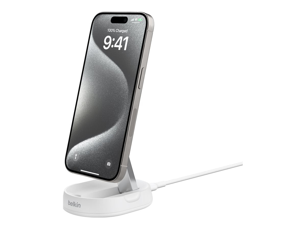 BELKIN Boost Charge Pro Convertible Qi2 15w Magnetic Charging Stand w/ PSU White