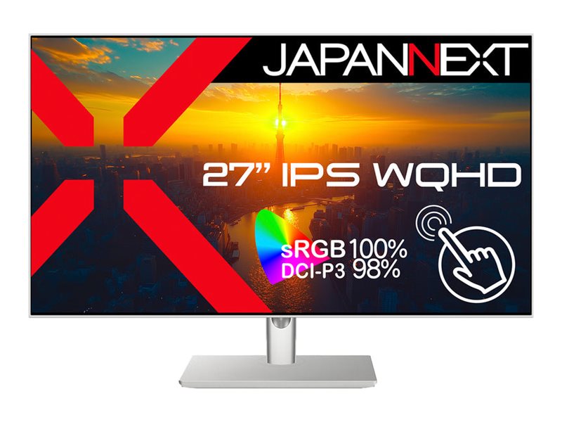 JAPANNEXT - Écran LCD Tactile - 27p - 2560x1440 QHD 75 Hz - IPS - 8 ms - Inclinable - Hauteur réglable - Pivotant - Garantie 3 ans