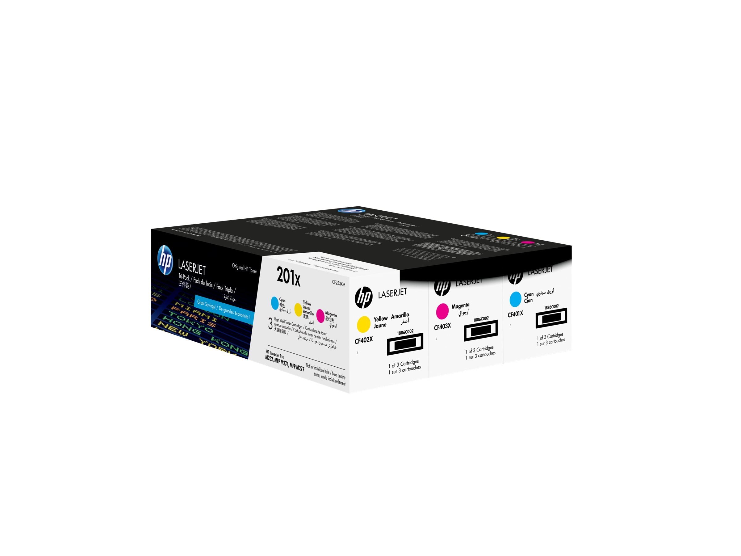 HP 201X oiginal LaserJet Toner cartridge CF253XM Cyan/Magenta/Yellow High Yield 3-pack