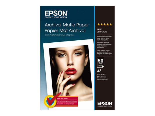EPSON MATTE archival papier inkjet 192g/m2 A3 50 feuilles pack de 1