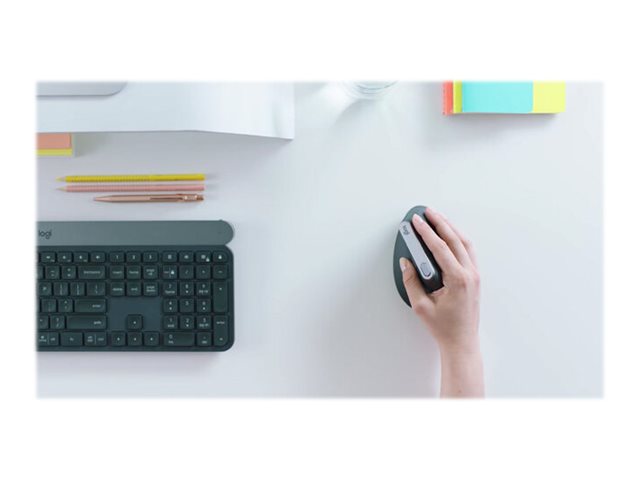 LOGITECH MX Vertical Vertical mouse ergonomic optical 6 buttons wireless wired Bluetooth 2.4 GHz USB wireless receiver graphite