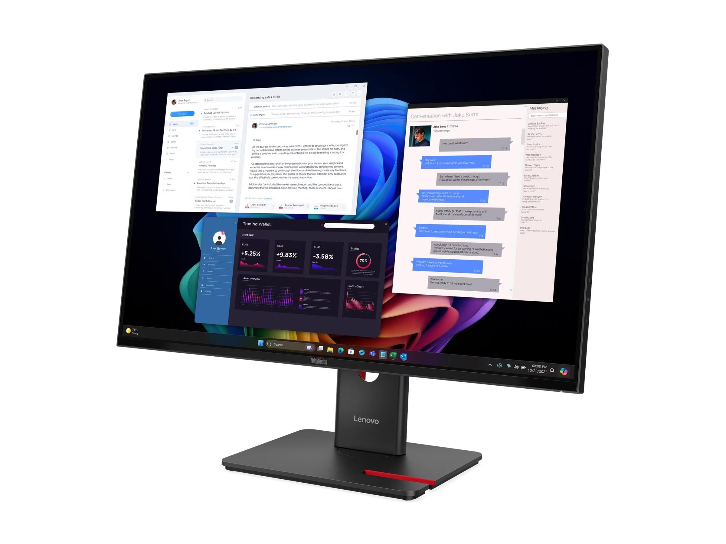 LENOVO ThinkVision T27UD-40 LED Écran 27p 3840x2160 4K 60Hz IPS 350cd/m2 1500:1 DisplayHDR 10 4ms HDMI DisplayPort USB-C Dock